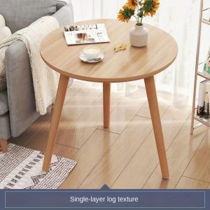 1pc Wood Coffee Table - Round Side Table, Perfect for Reception Rooms, Office, Living Room, Bedroom - Portable, Space Saving & Sturdy Wood Construction