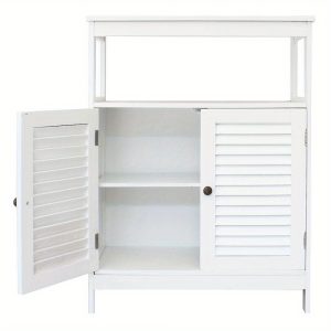 Multifunctional Storage Cabinet, Bathroom Floor Cabinet Kitchen Sideboard Buffet Cupboard White