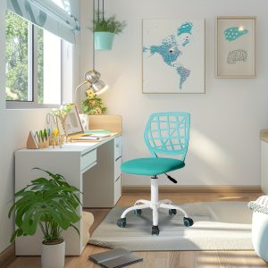 Home Office Chair - Colorful Desk Chair, Plastic Back And Metal Legs, Height Adjustable, 360?? Swivel, Ergonomic Design For Home And Office Use