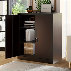 Metal Storage Cabinet With 2 Doors, 35.4