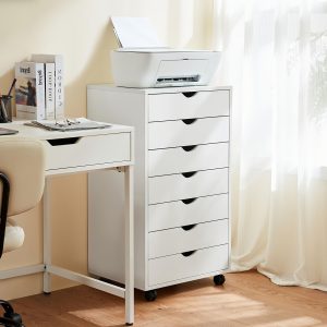 Mobile Wooden Storage Cabinets: Rolling Room Organizer and Wood Organization Furniture for Office with Wheels