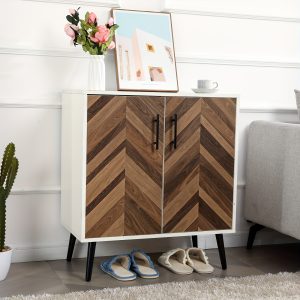 Double-door storage cabinet, classic style, easy to assemble, space-saving, tidy, multifunctional, durable, suitable for bedroom, bathroom, living room, office, available in multiple colors