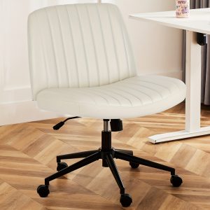 SMUG Criss Cross Chair with Wheels, Cross Legged Office Chair Wide Armless Desk Chair, Adjustable Swivel Comfy Home Office Vanity Desk Chair